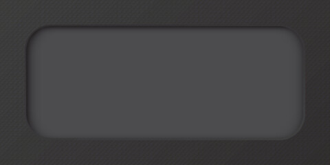 Black wood free uncoated paper rough textured with 3D rounded rectangle frame paper cut style graphic illustration have blank space.