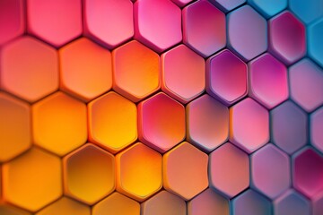 Colorful honeycomb grid forming a vibrant and textured pattern with a gradient color transition