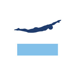 Diver executing a perfect jump in minimal flat vector illustration