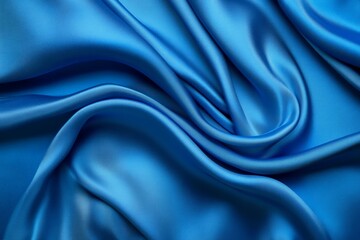 Obraz premium Luxurious blue silk fabric with flowing waves. Artificial Intelligence