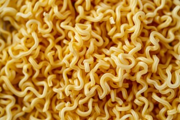 Photo of Yellow chinese instant noodles for ramen. Image illustrated food for advertisement