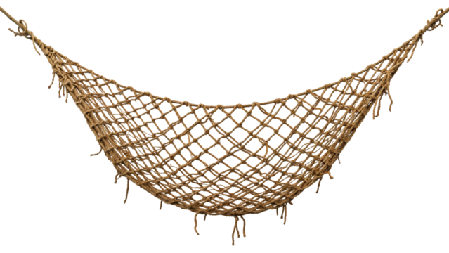 Rustic Fishing Net Isolated on Transparent Background for Maritime and Outdoor Adventure Themes