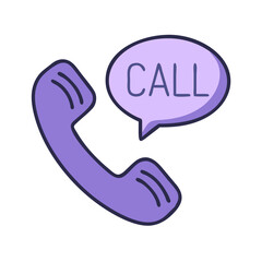 Fototapeta premium Telephone illustration with call speech bubble in purple colors 