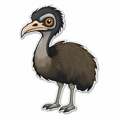 Fototapeta premium A Curious Emu Chick Explores Its World With Bright Eyes And Fluffy Brown Feathers Against A Stark White Background