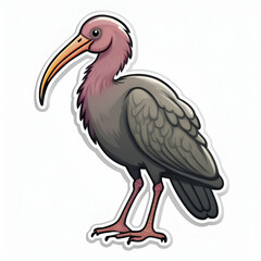 Obraz premium A Striking Illustration Of A Northern Bald Ibis, Its Plumage A Captivating Blend Of Grey And Rosy Hues, Standing Elegantly Against A Clean White Background