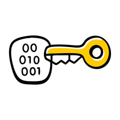  Encryption Key and Binary Code Icon – Digital Security Symbol for Password Protection and Cybersecurity Solutions