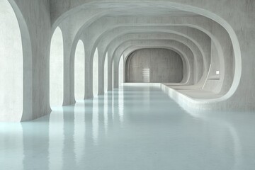 Obraz premium White corridor in minimalist style. Generative AI