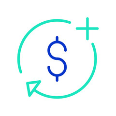 Naklejka premium Add dollar outline dual color icon