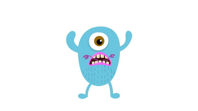 Animated monster making funny faces, ideal for humorous content.