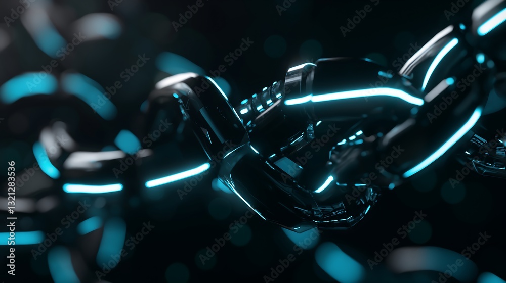 Poster a futuristic technology background featuring glowing blue and cyan circuits, interconnected data str