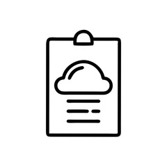 Obraz premium Restaurant menu icon, black outline, clipboard style, simple food list, digital menu, modern cafe branding, dining service, culinary business, graphic for websites and apps