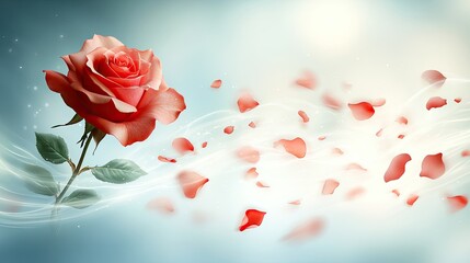 Rose petals blowing, romantic background, love, greeting card