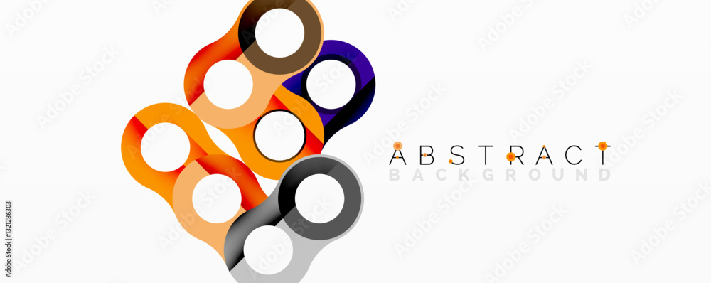 Poster Abstract circle element composition with overlapping circular and tubular shapes featuring smooth gradients, transparency effects, and dynamic layering