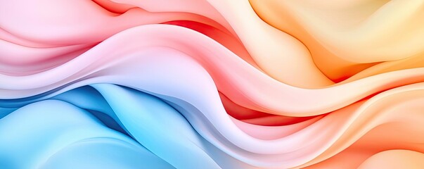Obraz premium 3D abstract art background concept. Colorful waves of silk fabric flowing smoothly in soft gradients.