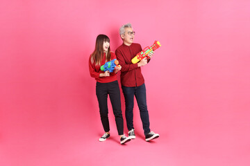Naklejka premium man and woman in red clothes