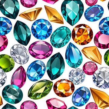 Bright gems isolated on a white background