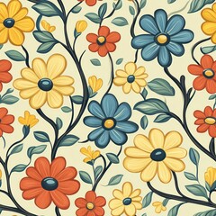 Seamless decorative and beautiful flowers for spring time pattern