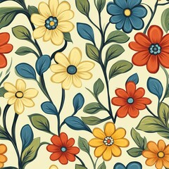 Seamless decorative and beautiful flowers for spring time pattern