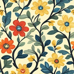 Seamless decorative and beautiful flowers for spring time pattern