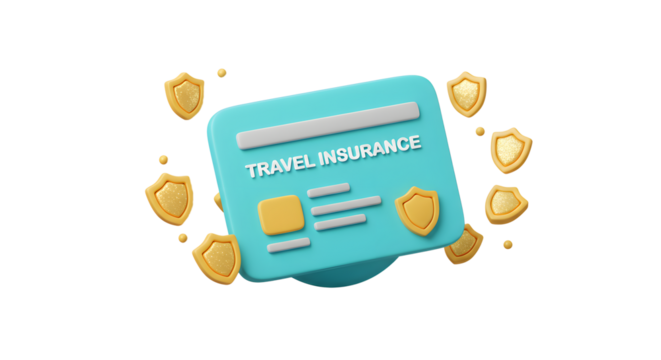 Securing your adventures: A 3D rendering of Travel Insurance with protective shields