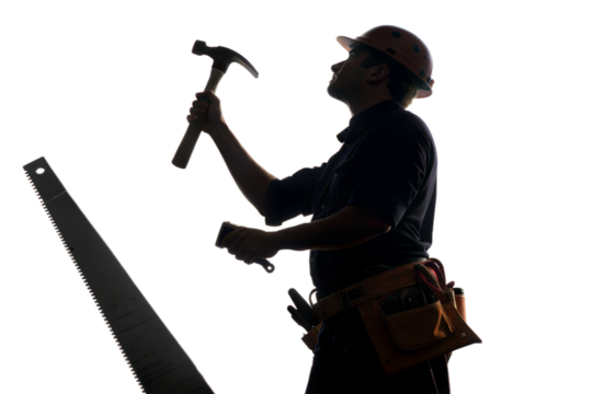 Silhouette of a construction worker
