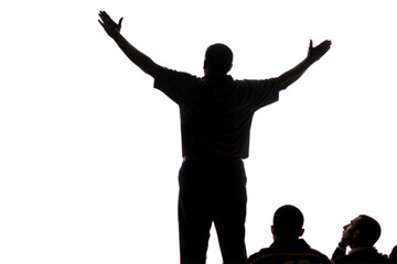 Silhouette of a speaker addressing an audience