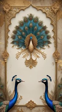Beautiful vintage-inspired wedding invitation background featuring peacock motifs, ideal for stylish Instagram posts.