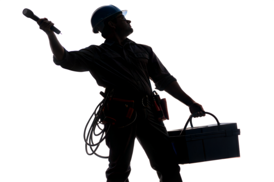Silhouette of Electrician at Work - Powered by Adobe