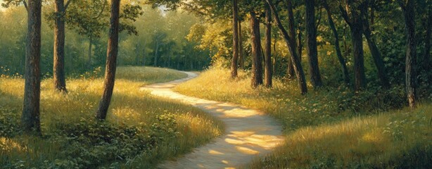 Obraz premium Sunlit Forest Path (16)