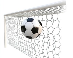 Soccer ball entering goal net