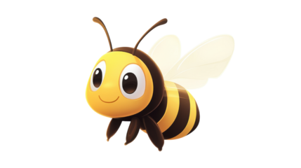 funny bee cartoon isolated on white background