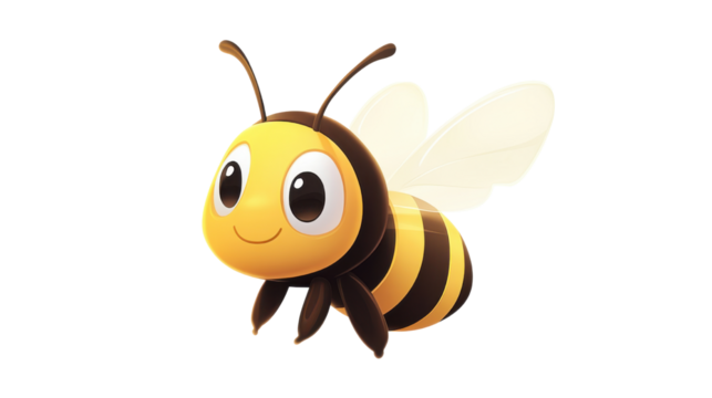 funny bee cartoon isolated on white background