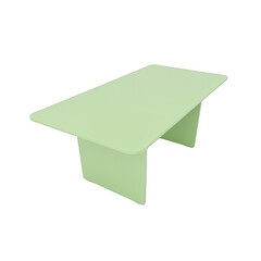 Modern minimalist table, sleek light green design, perfect for office or dining space, ample surface for activities and décor. Isolated on white background or PNG