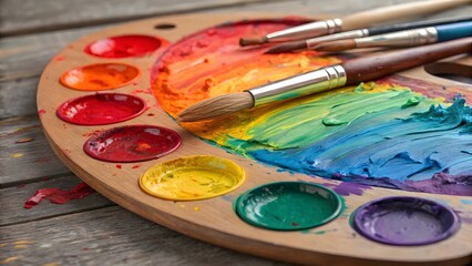 Obraz premium watercolor paints and brushes