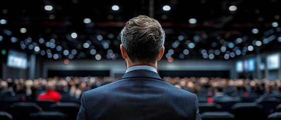 Professional Speaker Facing Audience in Conference Setting