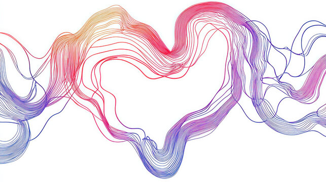 Vector illustration of a heart line art drawing. Heart drawn in one line continuously. abstract representation of love. Vector background of an outline ribbon. template for an artwork.