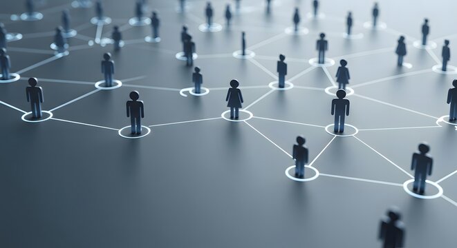 Futuristic 3D Social Network with Connected Human Figures