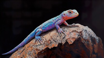 Vibrant Lizard on Rock: A Stunning Wildlife Close-Up