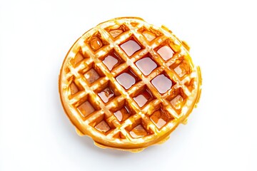 Food photography a Honey waffle top view isolated on a white