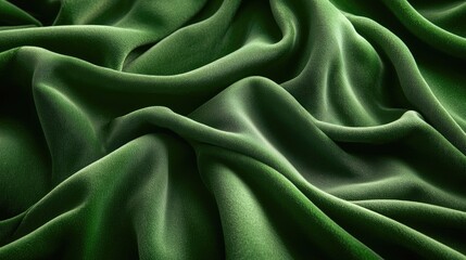 Obraz premium Draped emerald green fabric, luxurious texture, elegant folds, background, design