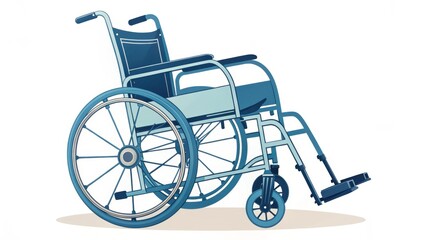 Fototapeta premium A blue wheelchair depicted in a simple, clean design, symbolizing mobility and accessibility.