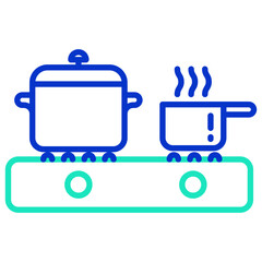 Stove and Cooker outline dual color icon