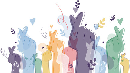 Hands showing the heart symbol. Modern colorful design.