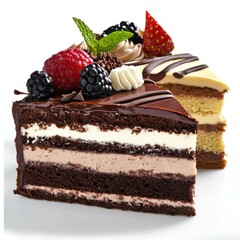 Collection of Exquisite and Indulgent Cakes with Layers of Cream and Berries By Generated AI