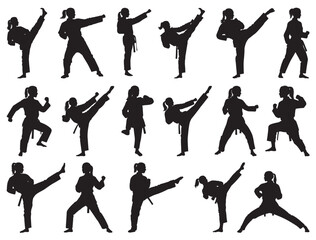  TAEKWONDO GIRL SILHOUETTE WHITE BACKGROUND
