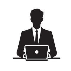 Businessman using laptop vector design. Office man using laptop vector illustration.