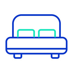 Double bed outline dual color icon
