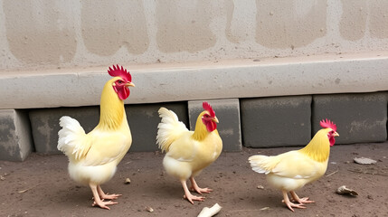 Four yellow chicken.