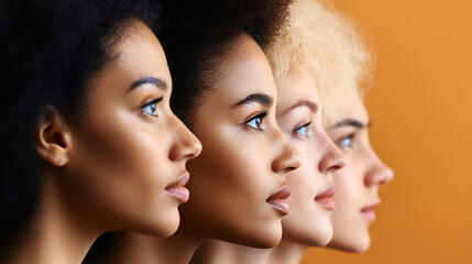 Obraz premium faces of people with different ethnicities posing in profile