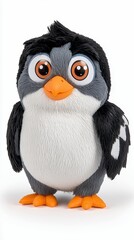 Fototapeta premium Adorable Black and White Plush Penguin Toy with Orange Feet